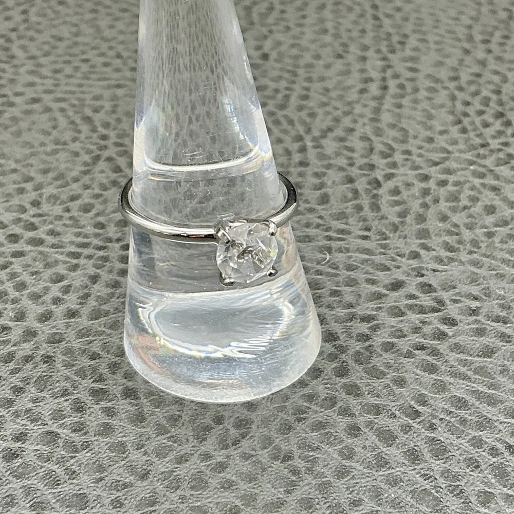 Vintage Uncas Rings Size 9 CZ Cubic‎ Zirconia Engagement Solitaire Silver Tone